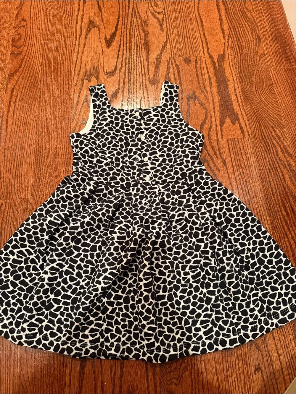 Janie and Jack Black and White Giraffe-Print Square-Neck Dress